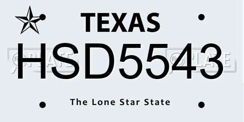 HSD5543 Texas License Plate