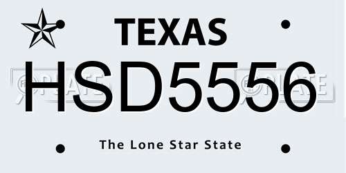 HSD5556 Texas License Plate