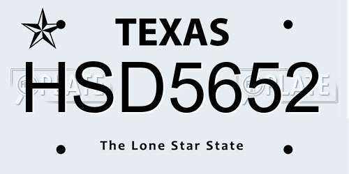 HSD5652 Texas License Plate