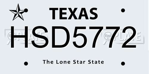 HSD5772 Texas License Plate