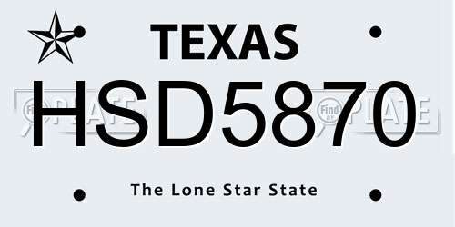 HSD5870 Texas License Plate