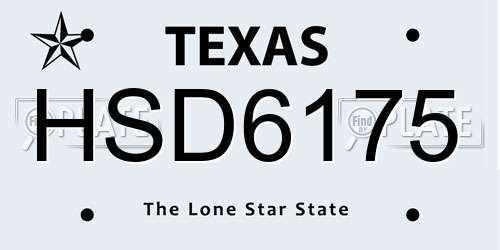 HSD6175 Texas License Plate