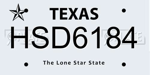 HSD6184 Texas License Plate