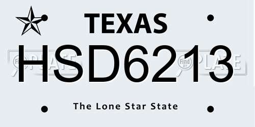 HSD6213 Texas License Plate
