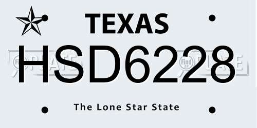 HSD6228 Texas License Plate