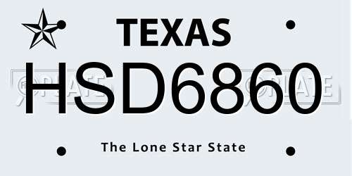 HSD6860 Texas License Plate