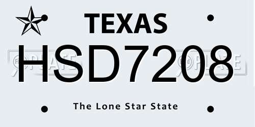 HSD7208 Texas License Plate