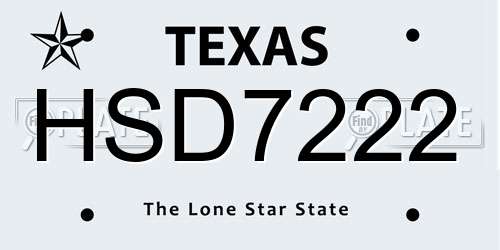 HSD7222 Texas License Plate