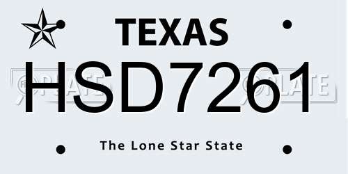 HSD7261 Texas License Plate