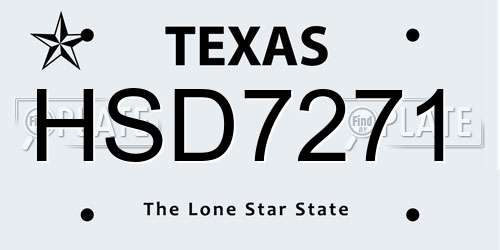 HSD7271 Texas License Plate