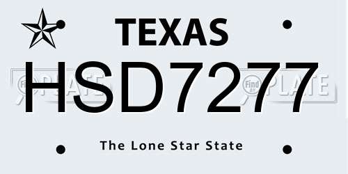 HSD7277 Texas License Plate