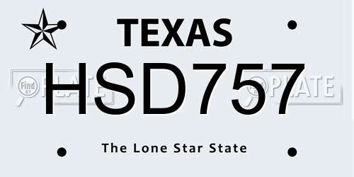 HSD757 Texas License Plate