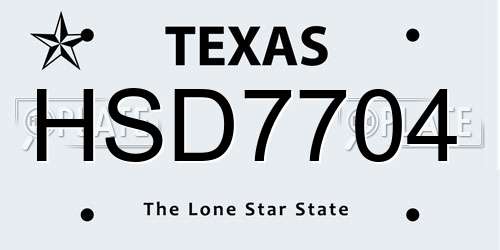 HSD7704 Texas License Plate