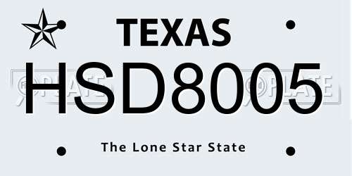HSD8005 Texas License Plate