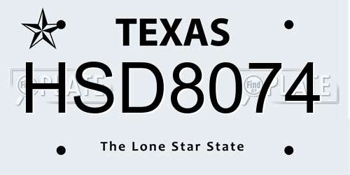 HSD8074 Texas License Plate