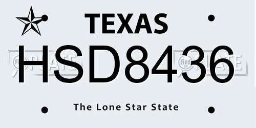 HSD8436 Texas License Plate