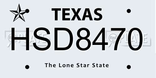 HSD8470 Texas License Plate