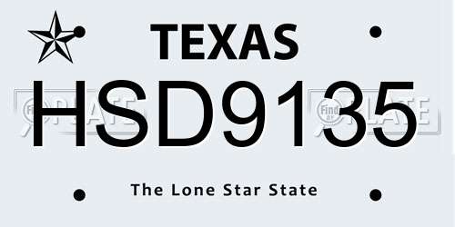 HSD9135 Texas License Plate
