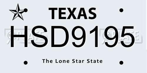 HSD9195 Texas License Plate