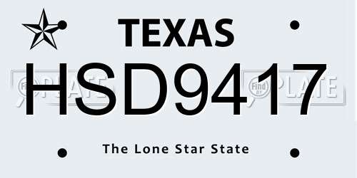 HSD9417 Texas License Plate