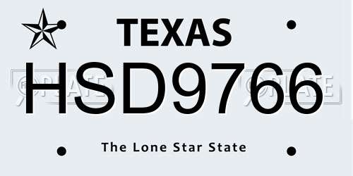 HSD9766 Texas License Plate
