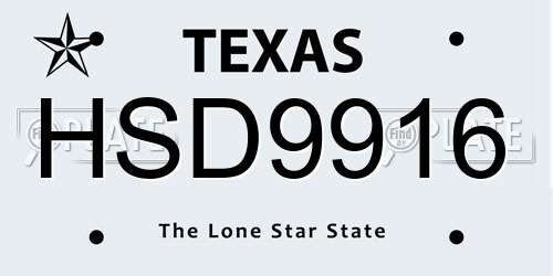 HSD9916 Texas License Plate