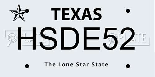 HSDE52 Texas License Plate