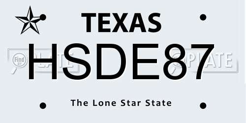 HSDE87 Texas License Plate
