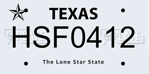 HSF0412 Texas License Plate