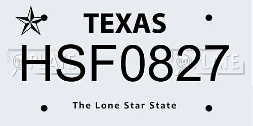 HSF0827 Texas License Plate