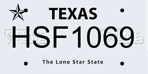 HSF1069 Texas License Plate