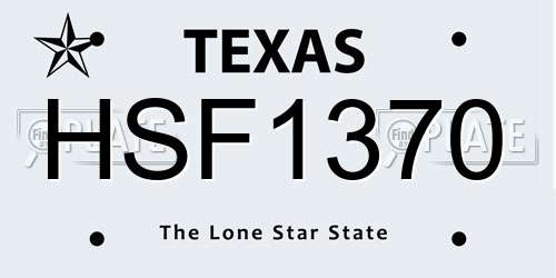HSF1370 Texas License Plate