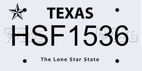 HSF1536 Texas License Plate
