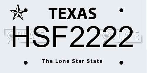HSF2222 Texas License Plate
