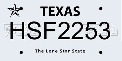HSF2253 Texas License Plate