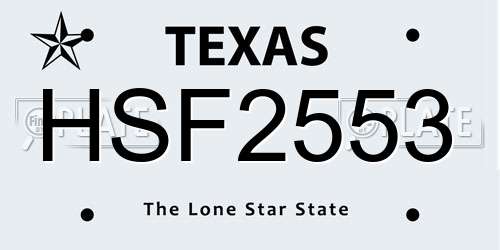 HSF2553 Texas License Plate