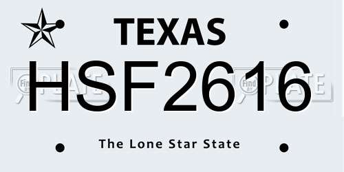 HSF2616 Texas License Plate