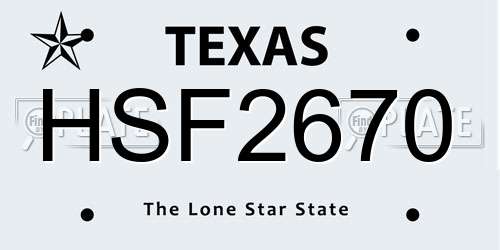 HSF2670 Texas License Plate