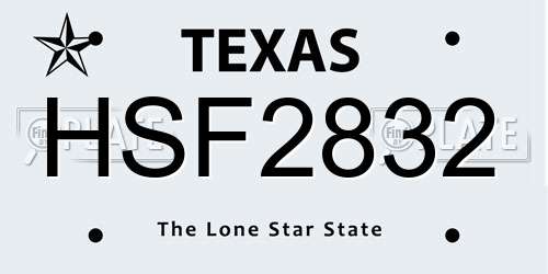HSF2832 Texas License Plate