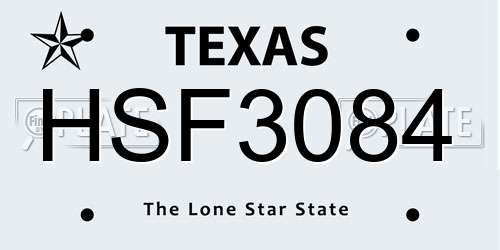 HSF3084 Texas License Plate