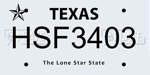 HSF3403 Texas License Plate