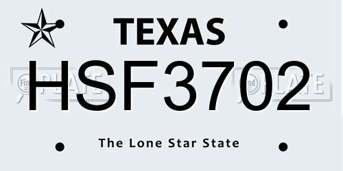 HSF3702 Texas License Plate