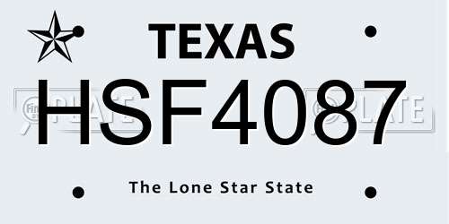 HSF4087 Texas License Plate