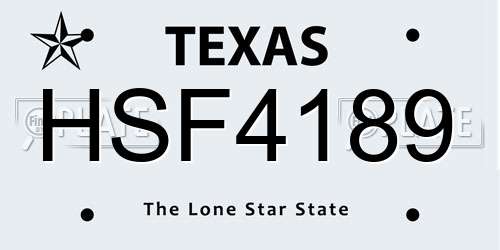HSF4189 Texas License Plate