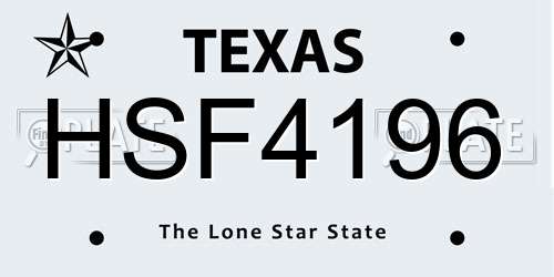 HSF4196 Texas License Plate