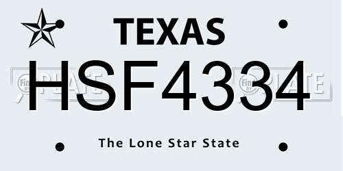 HSF4334 Texas License Plate