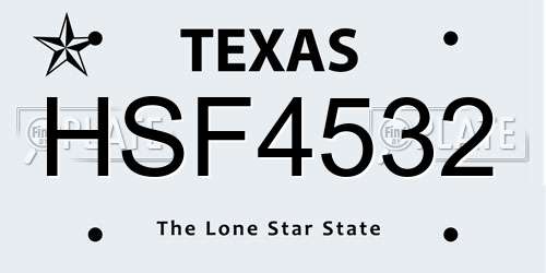 HSF4532 Texas License Plate