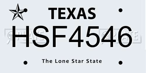 HSF4546 Texas License Plate