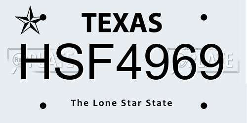 HSF4969 Texas License Plate