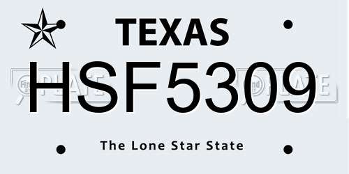 HSF5309 Texas License Plate